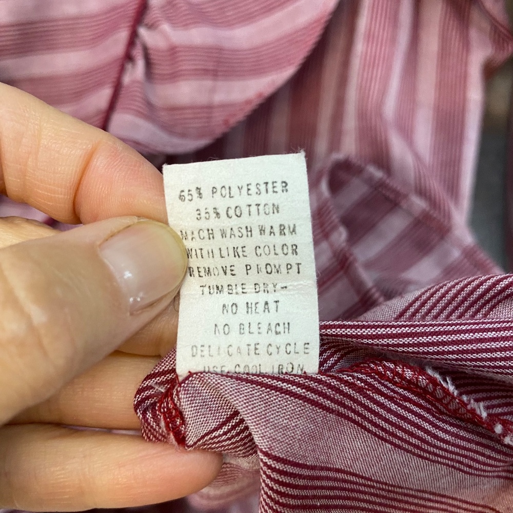Striped Ruffle Button-Front Blouse - Dusty Rose - Picture 8 of 9